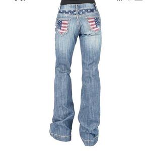 American Flag Bootcut Flare Bell Bottom High Rise Jeans